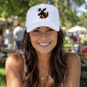 Moose Red Maple Leaves Trucker Hat