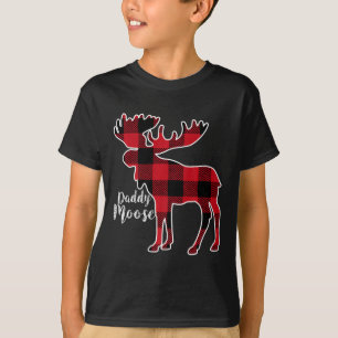 Moose Red Plaid Buffalo Matching Family Pajama T-Shirt