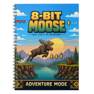 Moose, Retro 8-Bit Pixel Art Notebook