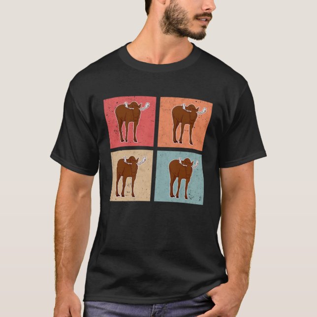Moose Retro Moose Antler Vintage Scandinavia T-Shirt (Front)