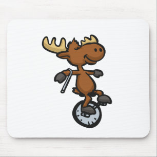 Moose riding unicycle   choose background colour mouse mat