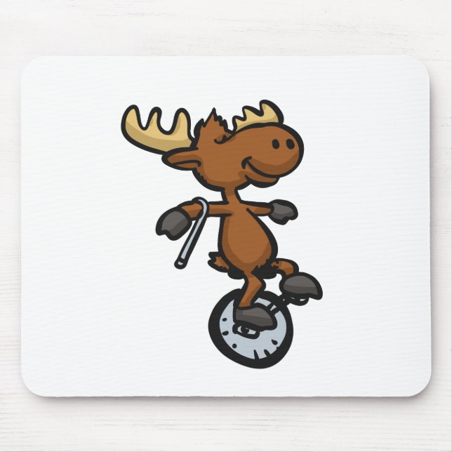 Moose riding unicycle | choose background colour mouse mat (Front)