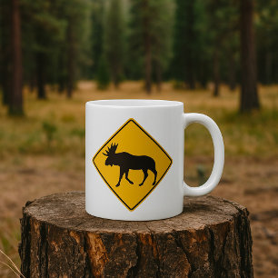 Moose Road Sign Coffee Mug