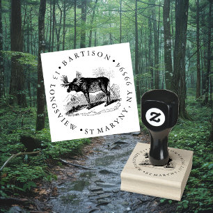 Moose ROUND RETURN ADDRESS Rubber Stamp
