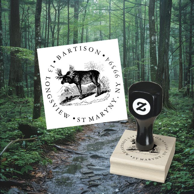 Moose ROUND RETURN ADDRESS Rubber Stamp (Creator Uploaded)