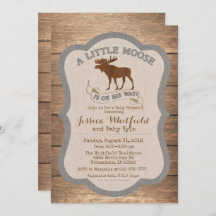Moose Rustic Wood Baby Shower Invitation