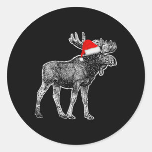 Moose Santa Canada Alaska Classic Round Sticker