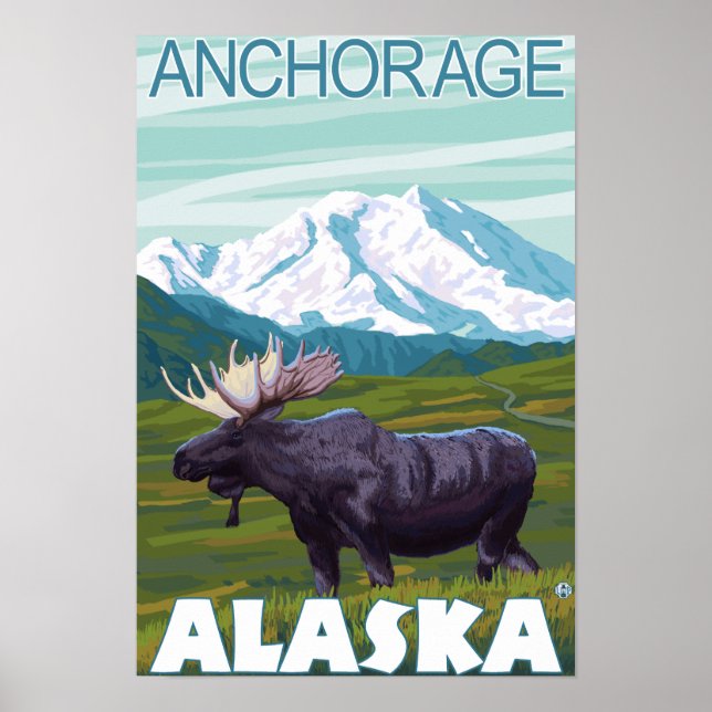 Moose Scene - Anchorage, Alaska Poster (Front)