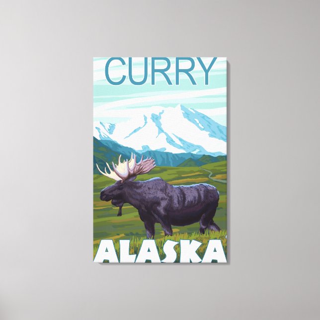 Moose Scene - Curry, Alaska Canvas Print (Front)