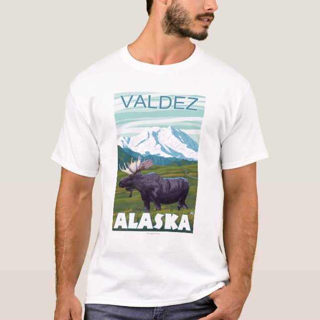 Moose Scene - Valdez, Alaska T-Shirt (Front)