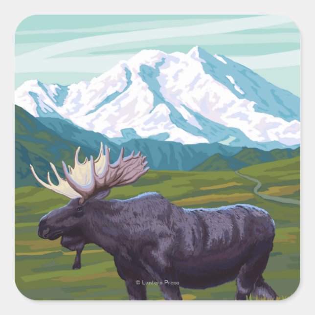 Moose Scene - Wrangell, Alaska Square Sticker (Front)