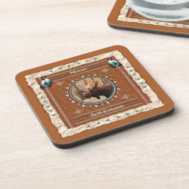 Moose  -Self-Esteem- Cork Coaster Set of 6 (Left Side)