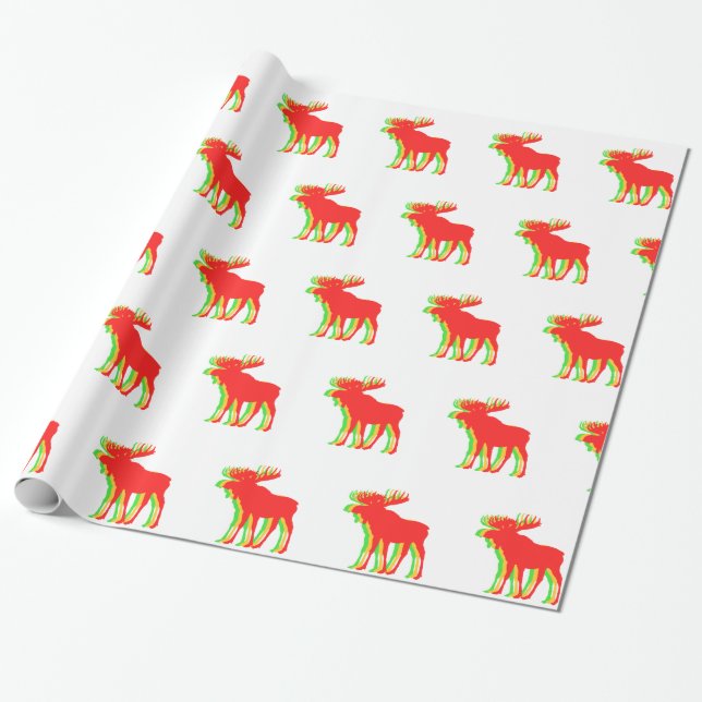 Moose  shadow colors - Choose background color Wrapping Paper (Unrolled)