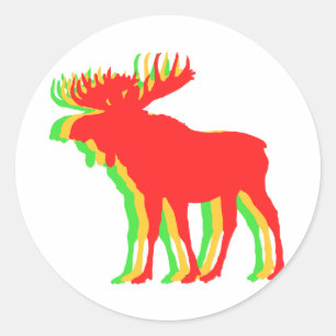 Moose  shadow colours - Choose background colour Classic Round Sticker