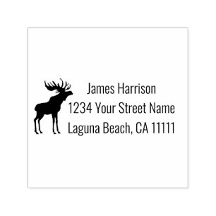 Moose Silhouette Address Self-inking Stamp