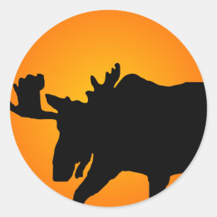 Moose Silhouette Classic Round Sticker