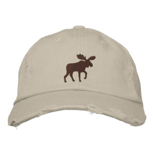 Moose Silhouette Cool Outdoor Enthusiast Hiker Embroidered Hat