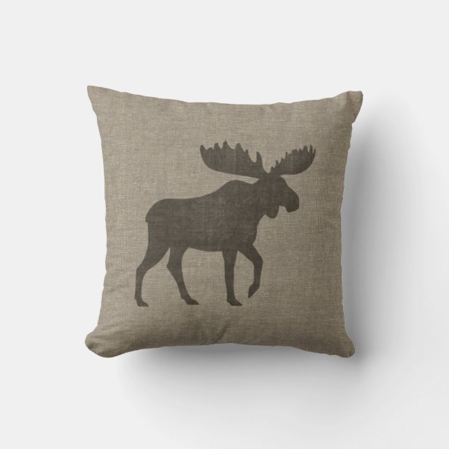Moose Silhouette | Cute Country Wildlife | Cabin Cushion (Front)