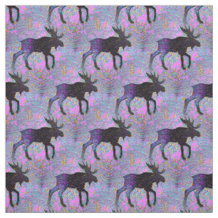 Moose Silhouette Fabric