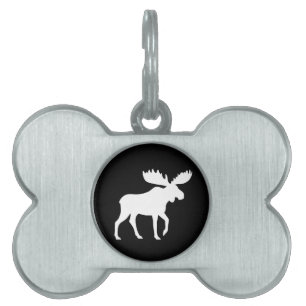 Moose Silhouette Pet Name Tag