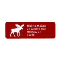 Moose Silhouette Red and White Return Address