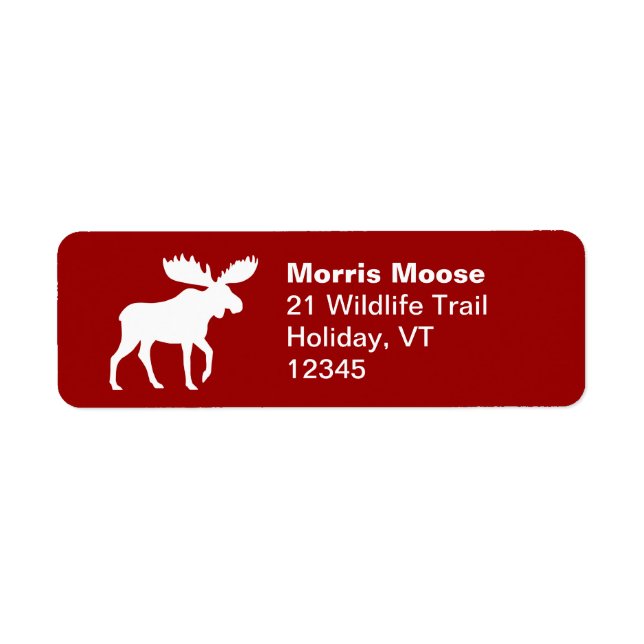 Moose Silhouette Red and White Return Address (Front)