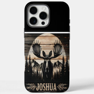 Moose Silhouette Wood Sign iPhone 16 Pro Max Case