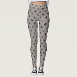 Moose Silhouettes Pattern   Wildlife Wild Animal Leggings