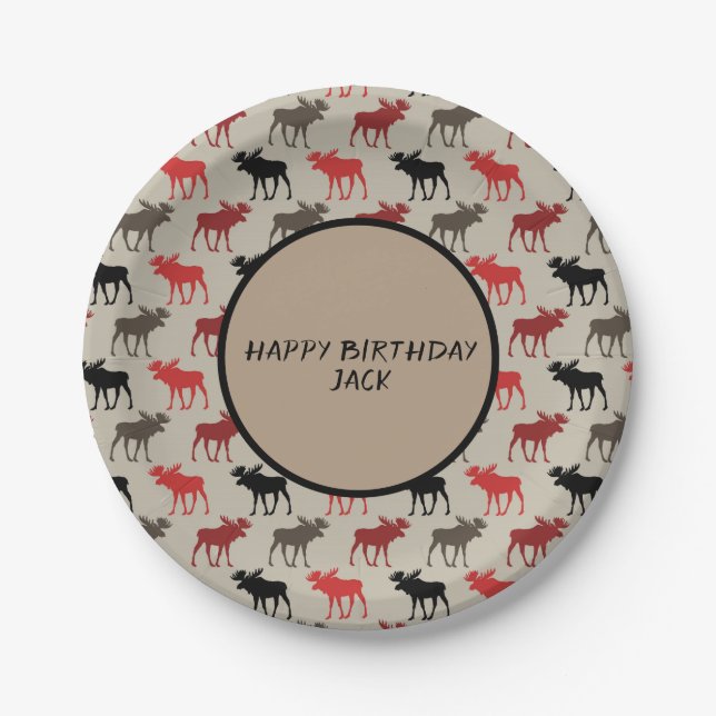 Moose Silhouettes Personalised Paper Plate (Front)