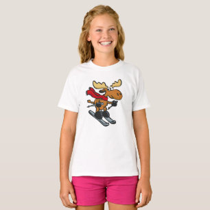Moose skier cartoon   choose background colour T-Shirt