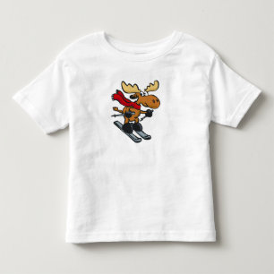 Moose skier cartoon   choose background colour toddler T-Shirt