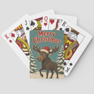 Moose Snow Pine Animal Christmas Playing Cards