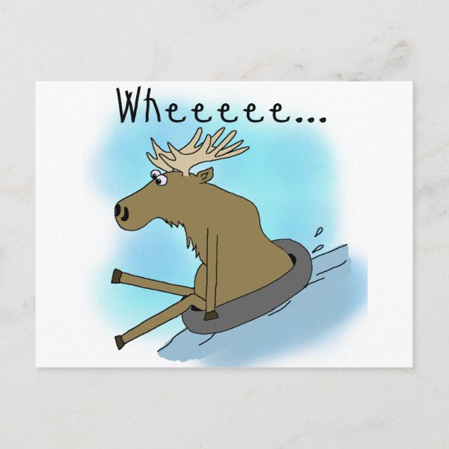 Moose Snow  Tubing Postcard (Front)