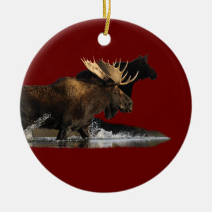 moose splash ceramic tree decoration