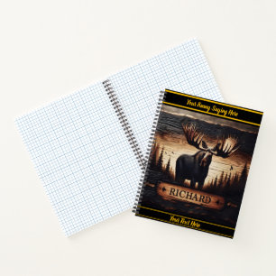 Moose stands proud at sunset in forest notebook