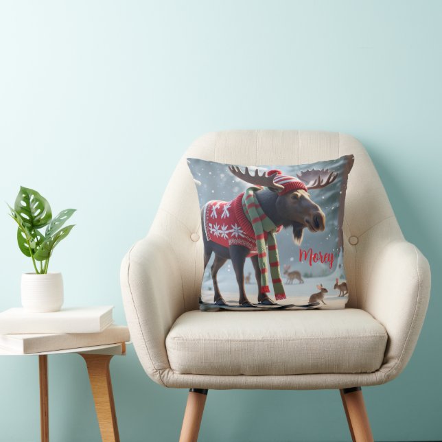 Moose-tastic Christmas Personalised  Cushion (Chair)