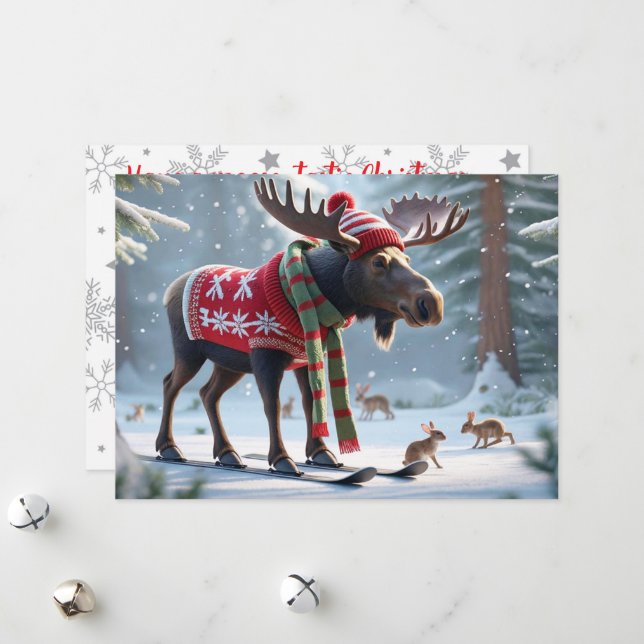 Moose-tastic Christmas Personalised Greeting Card (Front/Back In Situ)