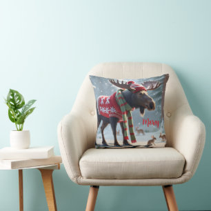 Moose-tastic Christmas Personalized  Cushion
