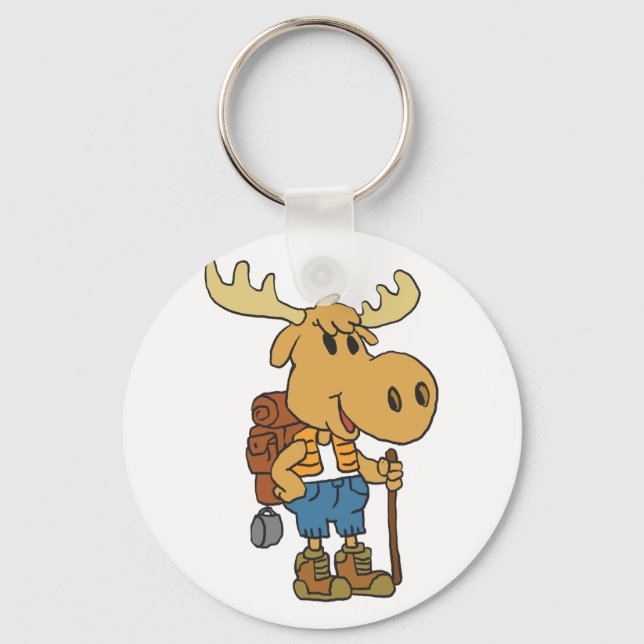 Moose traveller with backpack | choose back colour key ring (Front)