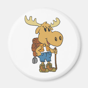 Moose traveller with backpack   choose back colour magnet