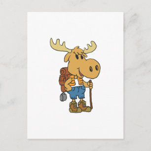 Moose traveller with backpack   choose back colour postcard