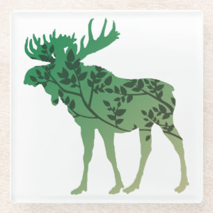 Moose Tree Glass Coaster