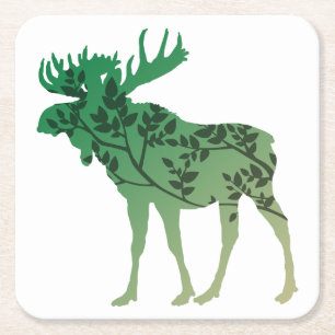 Moose Tree Square Paper Coaster