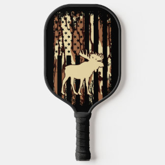 Moose US American Flag Hunting Elk Pickleball Paddle