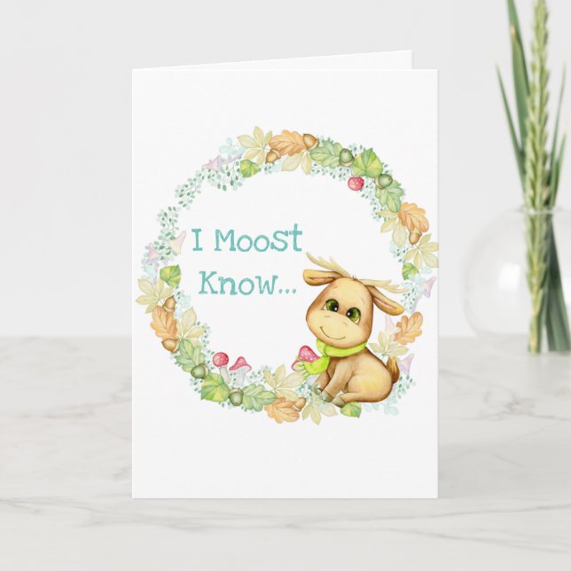 Moose Valentines Day  Holiday Card (Front)