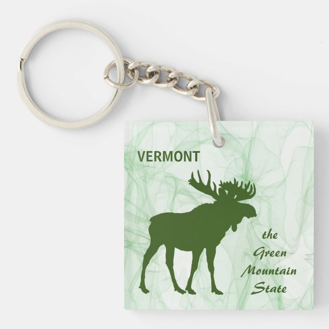Moose, Vermont the Green Mountain State Key Ring (Front)