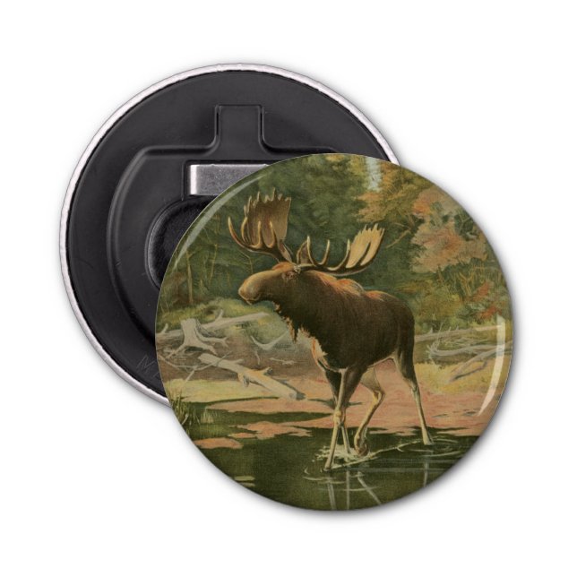 Moose Walking in Water Bottle Opener (Front)