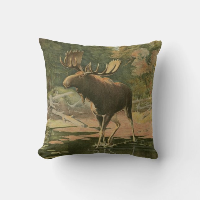 Moose Walking in Water Cushion (Front)