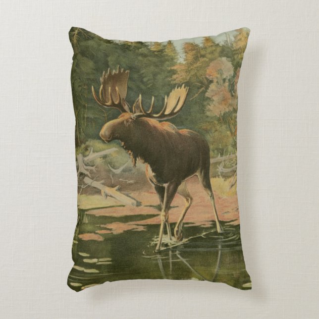 Moose Walking in Water Decorative Cushion (Front(Vertical))