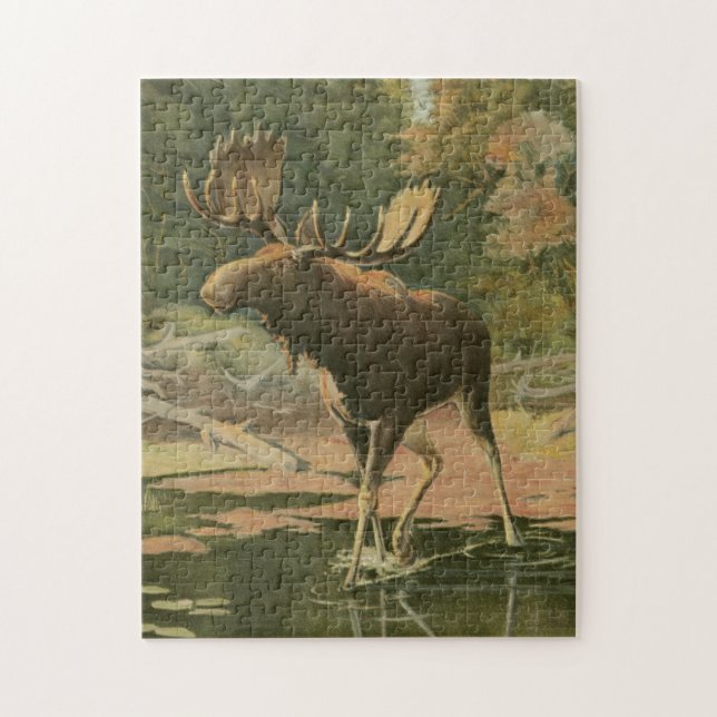 Moose Walking in Water Jigsaw Puzzle (Vertical)